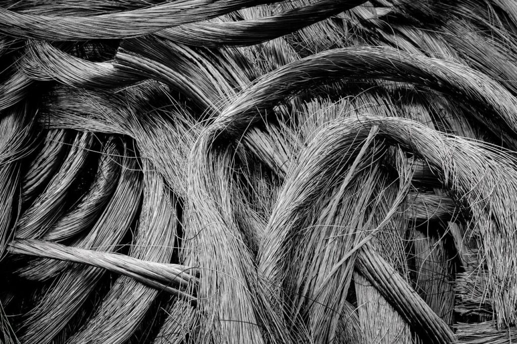 Monochrome Photo of Scrap Wires 